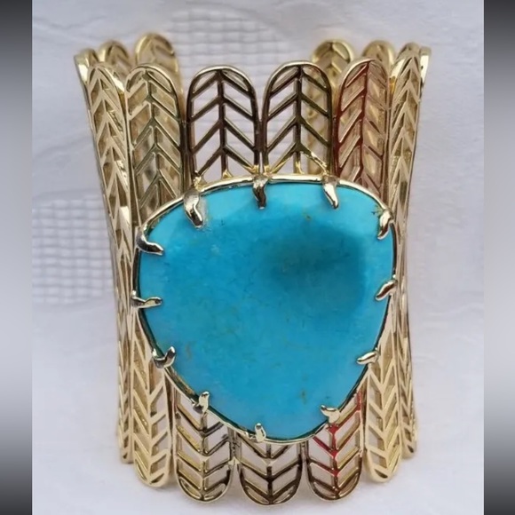 Kendra Scott Jewelry - Kendra Scott Eliza large Blue turquoise goldplated cuff Bracelet